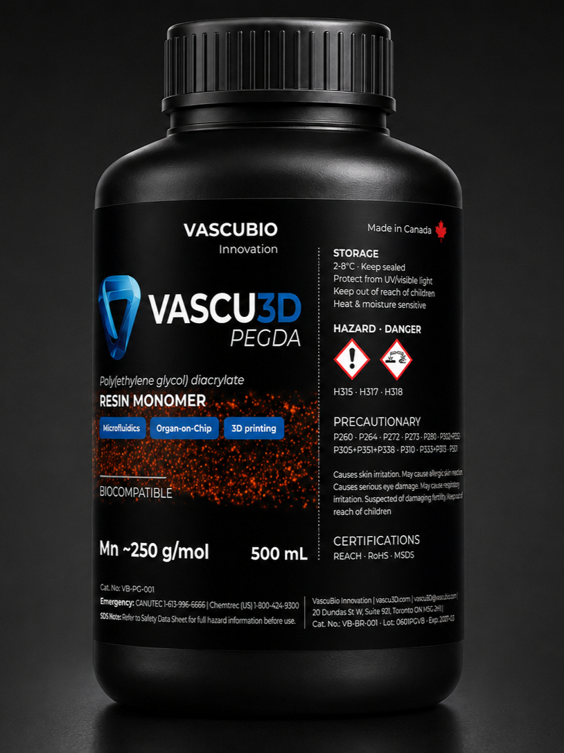 Vascu3D PEGDA resin monomer bottle